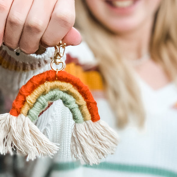 Happy Camper Rainbow Keychain