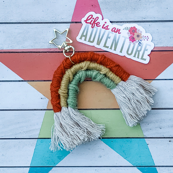 Happy Camper Rainbow Keychain