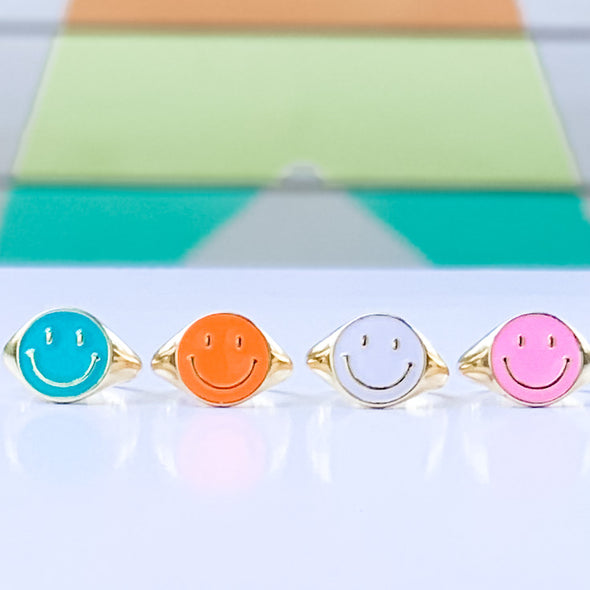 Enamel Smiley Face Ring